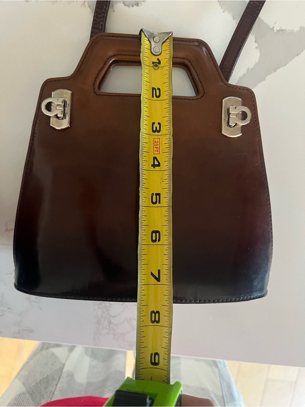 Salvatore Ferragamo Brown & Black Geometric Shoulder Bag - Picture 10 of 12